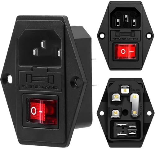 Conector alimentación con Fusible, panel conexión C14 con fusible, Modulo conexión C14 con marco, C14 AC 10A 250V, Apto para maquinas industriales, Maquinas recreativas, Impresora 3D