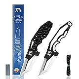 XYJ 2pcs Tanto Knife Set With Paracord Handle 4 Inch Stainless Steel Fixed Small Knife Cool Hunting