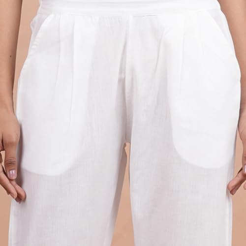 Image of Women's Cotton Ankle Fit Trouser Pants for Women & Girls | Women Regular Fit with Two Pocket Trouser for Office School Formal Casual Daily Use