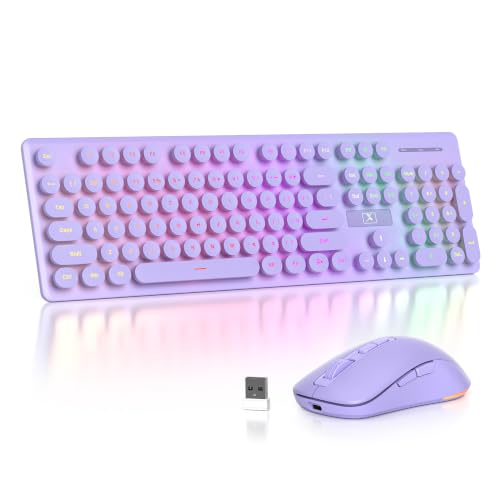 ✿ 【7 Colori LED + Modalità RGB Arcobaleno】Questa tastiera e mouse wireless retroilluminati offrono 7 colori LED singoli e 1 modalità RGB arcobaleno. La tastiera illuminata migliora la visibilità notturna e valorizza il tuo setup. Un elegante set LED perfetto per postazioni di lavoro moderne.