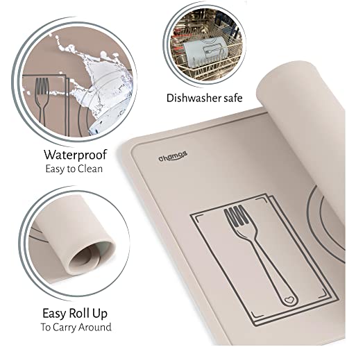 Chamos Montessori Placemat For Toddlers - Kids Silicone Mats For Dining Table - Set Of 2 - Table Setting Learning (Sage And Beige) #TOP6