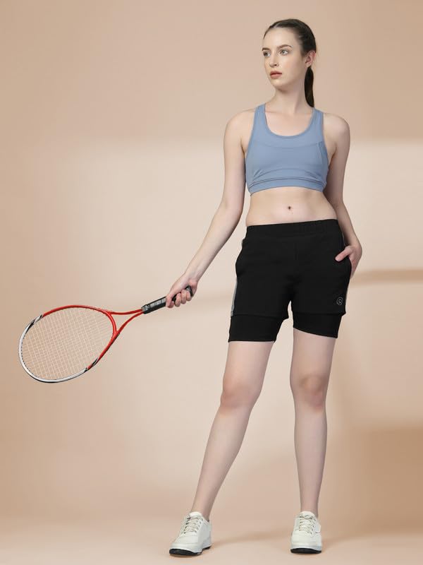 Image of CHKOKKO Gym Shorts for Women Workout Sports Running Quick Dry Fit Double Layer Inner Compression with Pockets Breathable Lightweight Wear