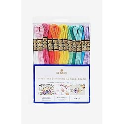 DMC – Surtido de hilos molidos especiales 117MC – Colores Vitaminas, 100% algodón – 24 madejas de 4 metros | Hilo de bordar, ideal punto de cruz