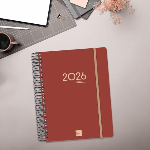 Finocam - Agenda Ikon 16 Meses 2025 2026 1 Día Página Septiembre 2025 - Diciembre 2026 (16 meses) Burdeos Internacional - imagen 3