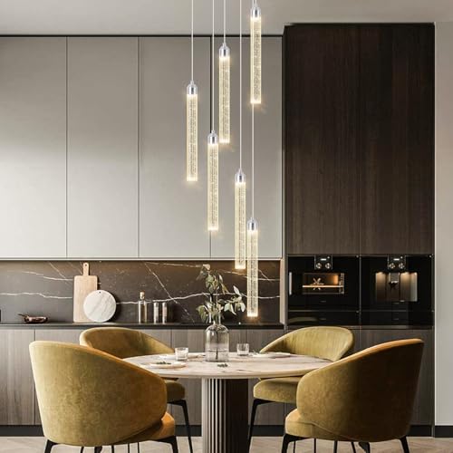 Image of Modern Crystal Pendant Lights for Kitchen Island Mini Chandelier LED Dimmable Ceiling Handing Lighting for Dining Room Corridor 2700K 6000K