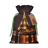 Bolsas de regalo reutilizables con estampado de la Torre Eiffel, bolsas de regalo con cordón para joyas y regalos, para ocasiones festivas