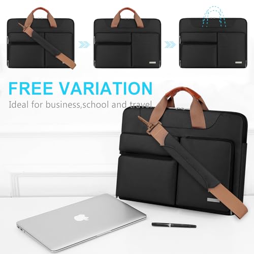 Lacdo 360° Protective Laptop Shoulder Bag, 14 inch Laptop Bag for 14 inch New MacBook Pro M4/M3/M2/M1 Chips Pro Max A3112 A3401 A3185 A2918 A2992 A2779 A2442 2024-2021 Computer Messenger Bag, Black4