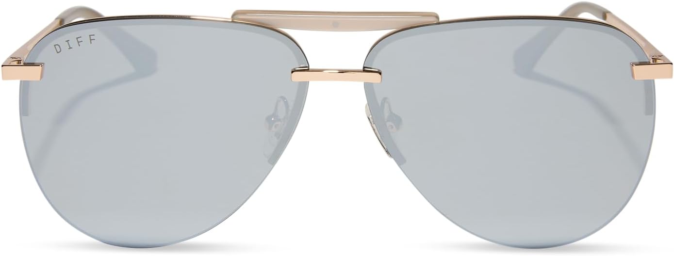 DIFF Tahoe | Designer Oversized Aviator Sunglasses for Women | UV400 Protection Gold Frames - Image 7