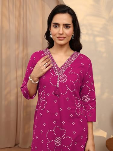 Image of Libas Printed Cotton Blend Straight Kurta Set for Women | daily wear suit