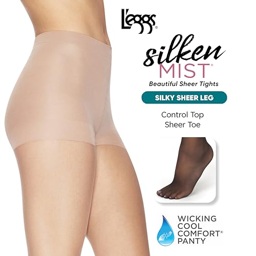 L'eggs Silken Mist Silky Sheer Women's Tights, Control Top, Sheer Toe, Nude, Size Q+ (Pack of 2)3