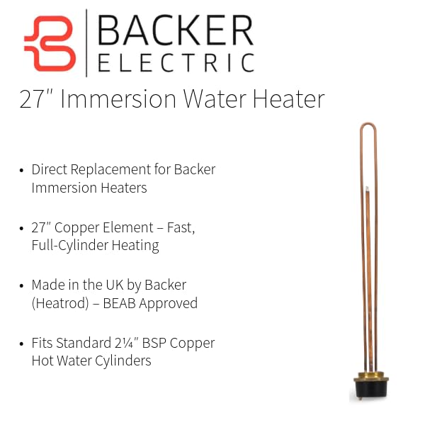 LavaTherm Shel (Backer) 27 Immersion Water Heater with Pre-Installed Thermostat 3kW Copper Element Direct Replacement for Backer Immersions 2 BSP Thread UK Made - Image 3