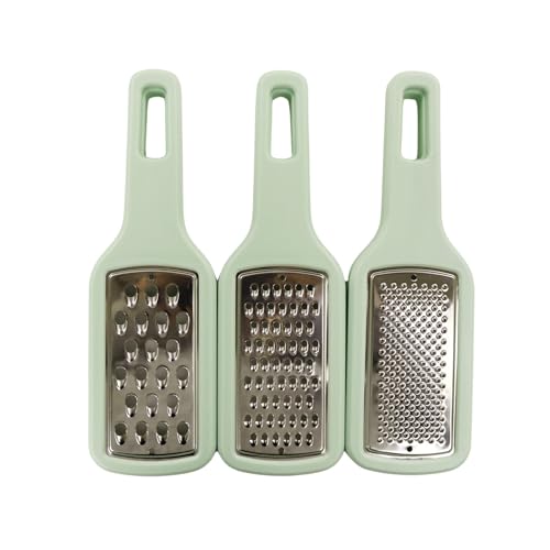 Fackelmann Ocean Lot de 3 râpes de cuisine, empilables, rangement facile, acier inoxydable et polystyrène, passent au lave-vaisselle, 21 x 6,5 x 4 cm, vert d'eau, 1 pièce