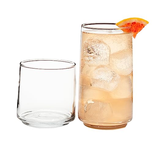 Anchor Hocking Finlandia Drinking Glasses Set Of 16, Rocks And Tumbler Glasses #TOP25