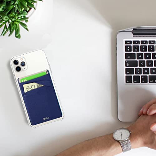 Image of RFID Blocking Phone Card Wallet - Double Secure Pocket - Ultra-Slim Self Adhesive Credit Card Holder Card Sleeves Phone Wallet Sticker All Smartphones (Black Blue)-2PC