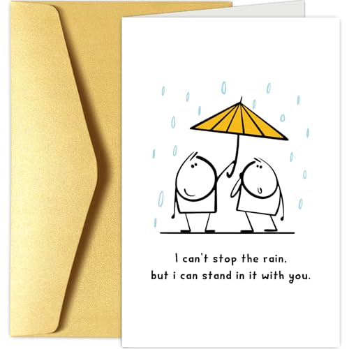 Encouragement Card Gift for Husband Wife Boyfriend Girlfriend, Support Card Gift for Friend Brother Sister, I Can't Stop The Rain But I Can Stand In It With You