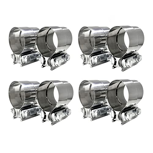 ETL Performance 2.5 Inch Lap Joint Band Clamps 304 Stainless Steel, Exhaust Muffler Clamps Exhaust Pipe Clamps (8 pack)