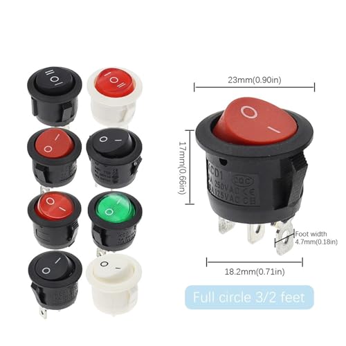 Interruptor basculante LED para salpicadero de coche y furgoneta camperizada en ruta 20mm 6