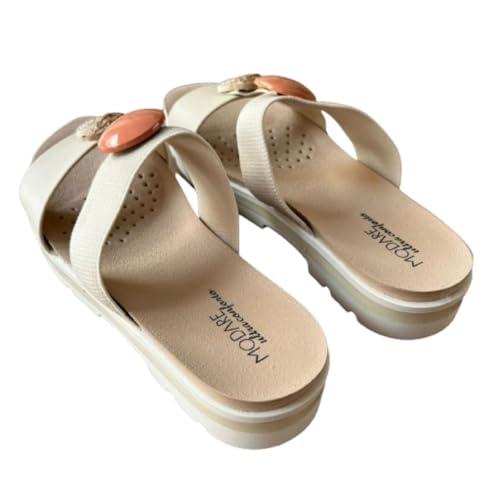 Sandália flat tamanco slide feminino modare ultraconforto 7132.138 (Creme, BR, Adulto, Numérico, 37)