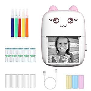 LUFEIS Mini-printer, mobiele telefoon-fotoprinter, draadloze BT thermische printer, Pocket thermische printer, met USB…