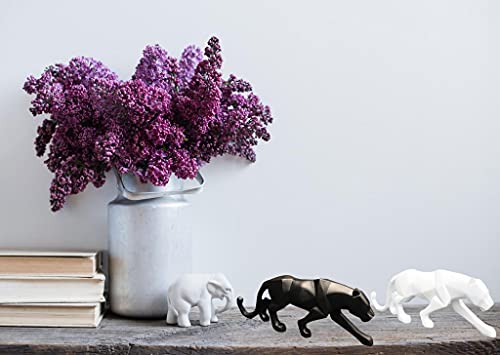Semeid Abstract Leopard Statue Sculpture,Creative Geometric Panther Figurines And Statues Home Decoration Accessories (White) #TOP5