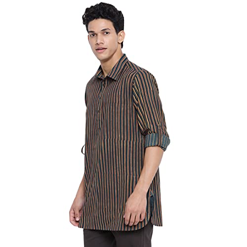 Fabindia Men Cotton Printed Slim Fit 2Pc Set Green_L