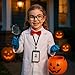 ZZIHAN Kids Scientist Costume for Toddler Boys & Girls – Mad Scientist Lab Coat Costume with Goggles, Magnifier, Gloves & Bow Tie, for Dress Up, Halloween, Career Day & School Play, 5–6T