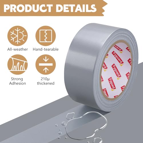 Fyguard 3 Rollen Panzertape Silber-Grau, 48mm x 28m Klebeband Wasserdicht 210μ Duct Tape Panzerband für Reparaturen Verstärkungen im Innen- und Außenbereich (84m insgesamt)