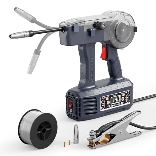 Image of GZ GUOZHI Handheld MIG Welder 110V, 140A Flux Core Portable Welding Machine, Handheld Gasless Inverter Wire Feed Welding Equipment