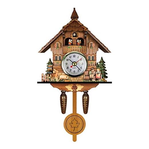 AUNMAS Antique Wooden Cuckoo Clock with Auto Swing Bell Pendulum for Home Decor, Traditional Northwest European (CM010)