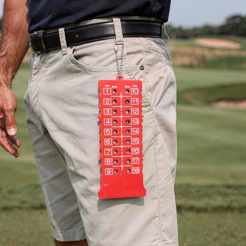 Contador de Puntuación para Golf, 2 piezas, contador de puntuación para 18 hoyos, accesorio para entrenamiento y competición, negro + rojo miniatura 2