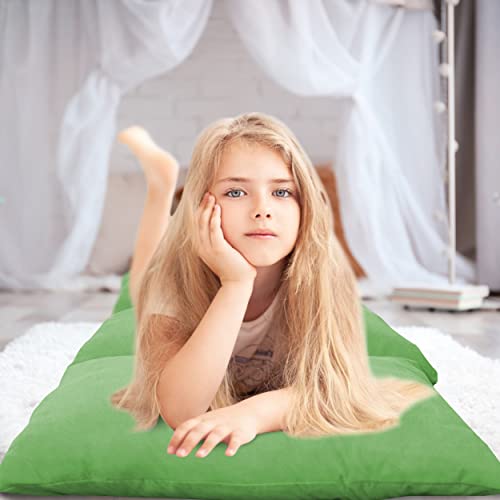 Pillow Bed Floor Lounger Cover Only, 88" X 26" Floor Pillow Cushion Seat Couch Recliners Casing For Adults & Kids Reading Nook Tv Games Sleepover Slumber Party Playing Room Decoration,Green #TOP5
