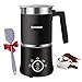 Milchaufschäumer Elektrisch 5-in-1, Milchschäumer Spülmaschinenfest mit Kakao Funktion für heißer Schokoladen, Heißer/Kalter Milchschaum, Warme Milch, 220V (Schwarz)