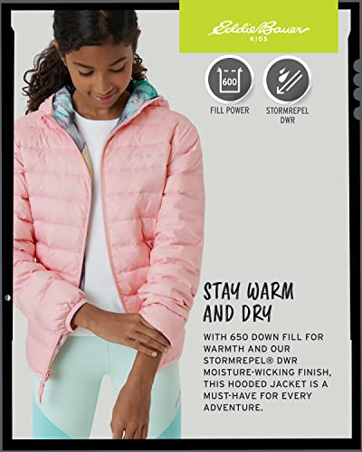 Image of Eddie Bauer Girls' Jacket - CirrusLite Weather Resistant Down Coat for Girls - Insulated Quilted Bubble Puffer (3-20), Size 18-20, Soft Pink - Reversible