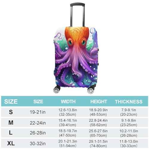 Colorful Octopus Luggage Covers Tsa Approved Suitcase Cover Elastic Washable Luggage Sleeve Carry on Cover Protector Anti-Scratch Suitcase Protector Fits 19-30 Inch Case(XL)2