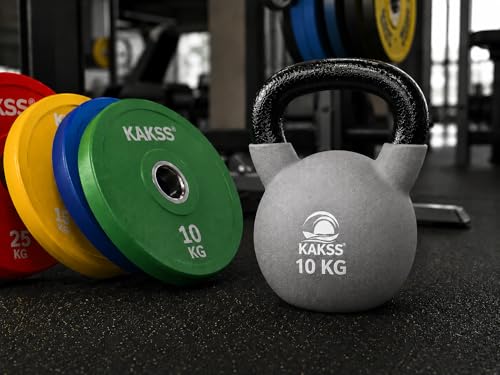 Image of Kakss Half Coating Neoprene Kettlebell (2kg to 40kg)(Proudly Made in India) (10kg, Grey)