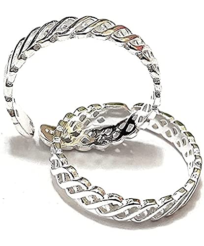 Image of DHRUVS COLLECTION 925 Pure Oxidized Silver Toe Ring /Bichhiya For Girls & Women