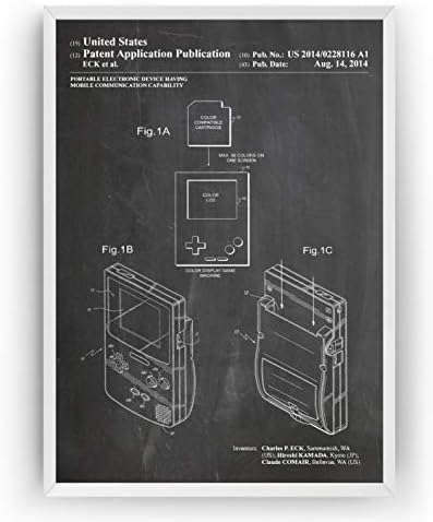Game Boy Color 2014 Patent Print - Gamer Gaming Poster Giclee Art Wall Decor Vintage Blueprint Gift - Frame Not Included
