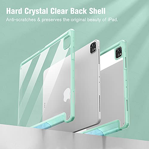 FINTIE Hybrid Case Compatible with iPad Pro 12.9 inch (2022/2021/2020/2018, 6th/5th/4th/3rd Generation) - Shockproof Clear Back Cover with Pencil Holder, Auto Wake/Sleep, Emerald Marble - Image 4