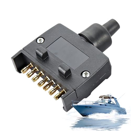 Adaptador de remolque – Enchufe plano de 7 polos para remolque, conector compacto con conexión segura y diseño que ahorra espacio para camping, aventuras al aire libre, piezas de vehículos