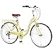 YHUBHSIS 24 Inch Beach Cruiser Bike for Women Complete Cruiser Bikes Ladies Bicycle with Dual V-Brake and Adjustable Seat,7 Speed Steel Frame for Women, Men, Multiple Colors (Yellow, 24 Inch)