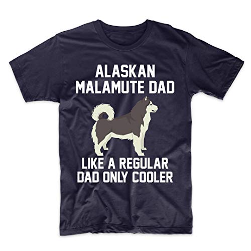 Alaskan Malamute Shirt - Funny Alaskan Malamute Dad T-Shirt, XL Navy