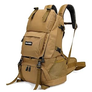 INOXTO 40L Hiking Backpack with Waterproof Rain Cover, Khaki, Unisex