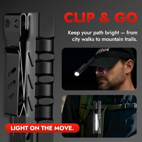 WARSUN T9PRO Pocket Flashlight Rechargeable, 1500 Lumen EDC Flashlight with Magnet Base and Clip, Compact Work Light for Dog Walking, Camping, Car Repair, Home Repair, Power Outages and Everyday Carry — view 4