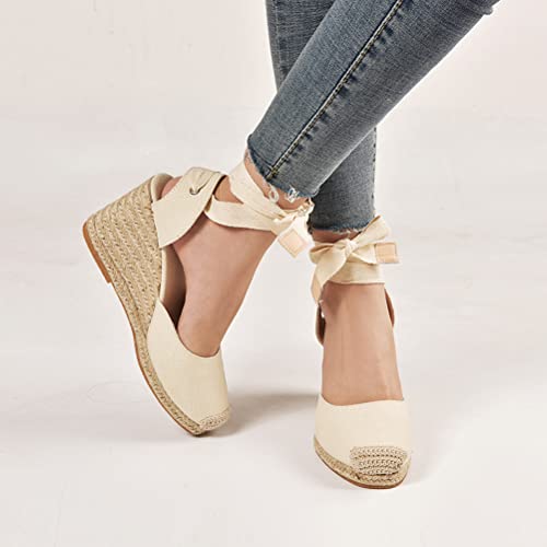Wedge Sandals For Women Closed Toe Platform Lace Up Ankle Strap High Heel Sandals4