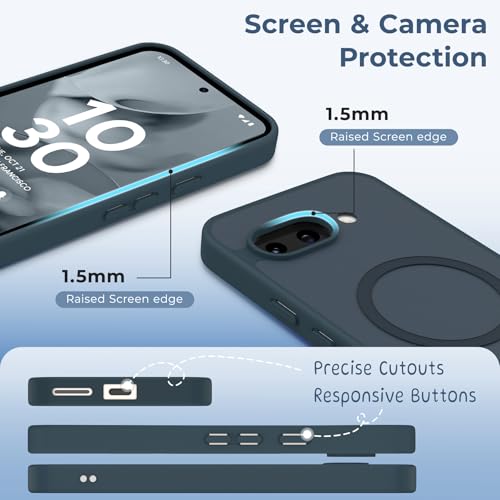 Coque Google Pixel 9A MagSafe translucide et antichoc bleue - 5