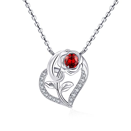 Collier cœur rose en argent 925 et oxyde de zirconium pour femme