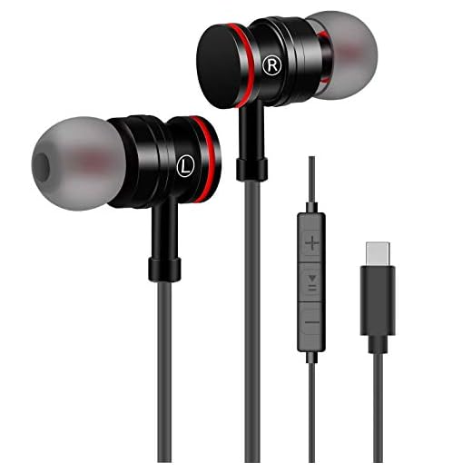 Auriculares USB Tipo C In-Ear con micrófono Control Remoto de Volumen de Auriculares con Cable Compatible con Huawei Samsung Xiaomi Sony y más Dispositivos de Interfaz Tipo C