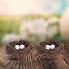 Toddmomy Handmade Rattan Bird Nest with Artificial Eggs 16pcs Set Small Woven Birdsnests for Easter Crafts Natural Vine Nesting Material for Decorative Mini Garden Home Ornament #2