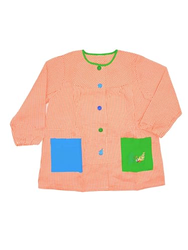 Babi Escolar Infantil. Bata Escolar con Botones para Guardería y Colegio. Babi Infantil con Bolsillo Bordado, para Niños y Niñas.