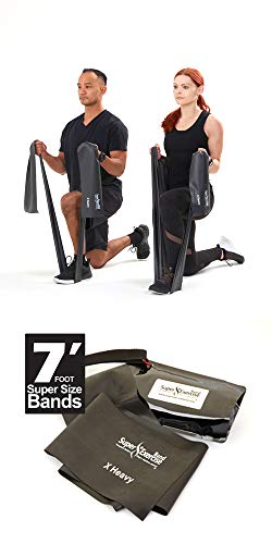 Flat Resistance Bands. Super Exercise Band USA. 7 ft. Long Latex Free. Door Anchor, Carry Pouch, E-B - //coolthings.us